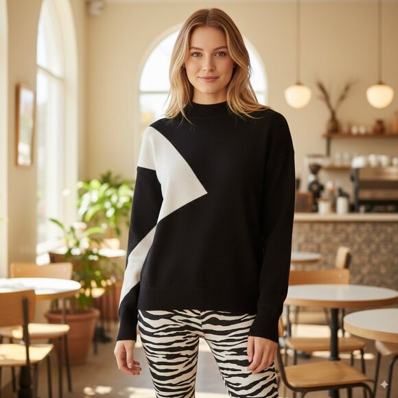 NWT The Fifth Label Pathway Sweater In Black White - Picture 1 of 5